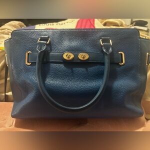 Classic Structured Navy Coach  Leather 2 way bag